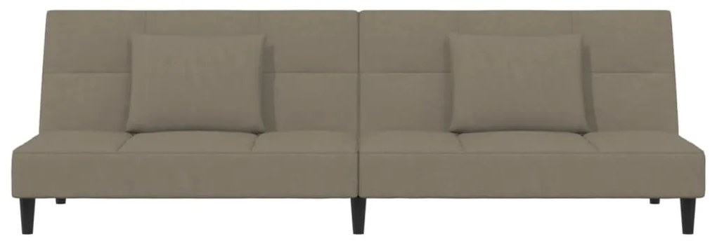 Sofá-cama 2 lugares com duas almofadas veludo cinzento-claro