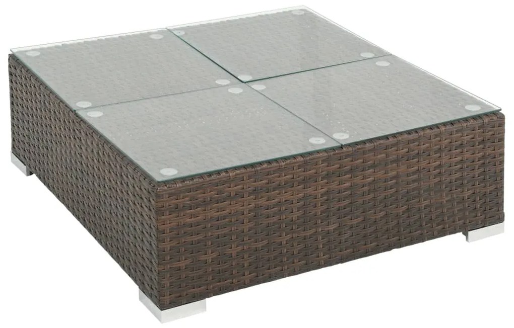 8 pcs conjunto lounge jardim c/ almofadões vime PE castanho