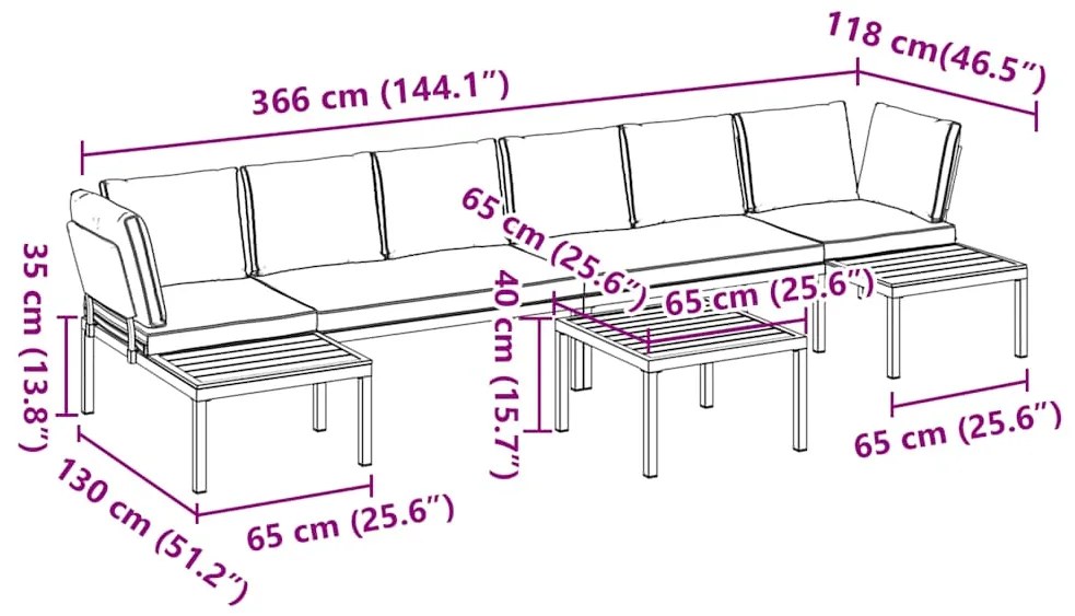 5 pcs conjunto de sofás p/ jardim c/ almofadões alumínio preto