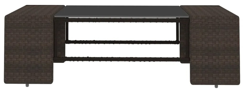 10 pcs conjunto lounge para jardim vime PE castanho