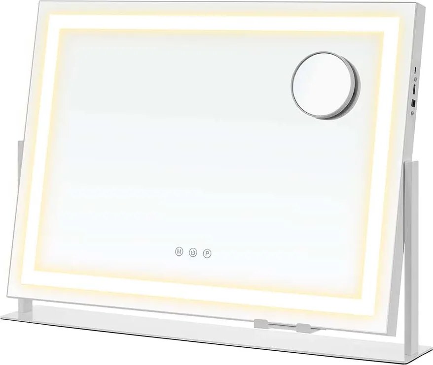 Espelho de maquilhagem 10 x 62,5 x 45,8 cm com iluminação controlável por toque, branco