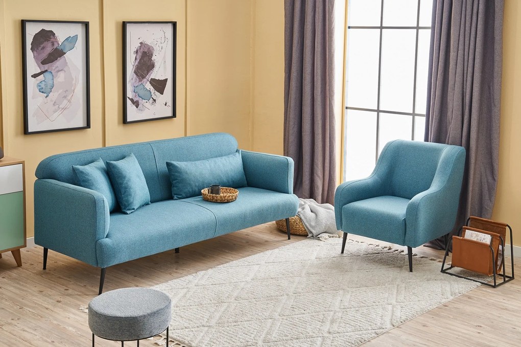 Sofá de 3 Lugares Revos – Turquesa – 200x80x100 cm