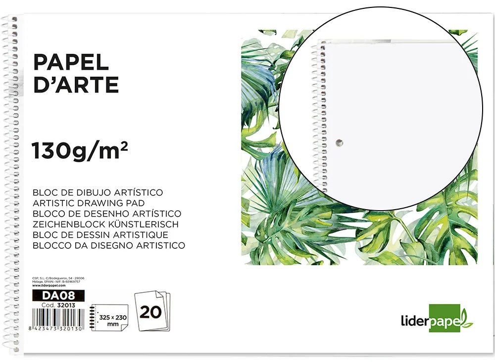 Bloco de Desenho Verona Espiral 20 Folhas Branco 230x325mm