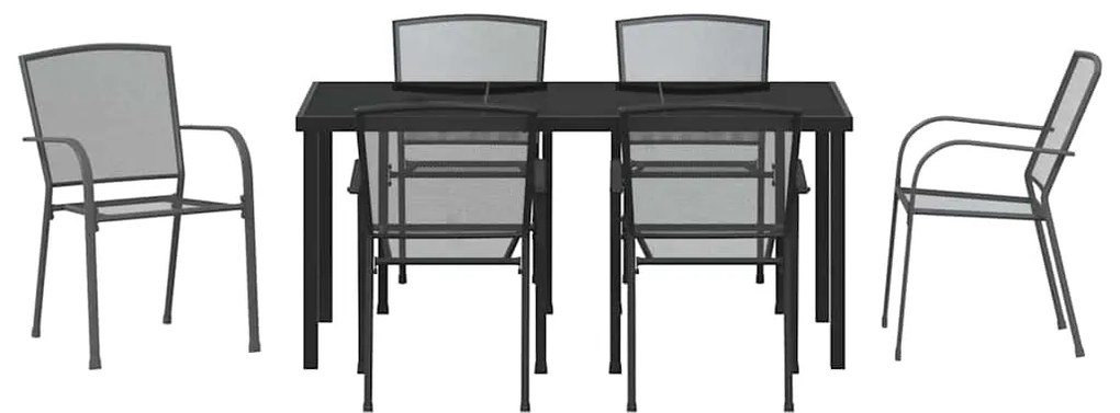 Conjunto de Jantar para Jardim de 7 Peças em Aço Antracite