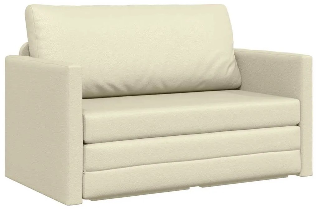Sofá-camas 2-em-1 Creme 124x71x78 cm Couro Sintético
