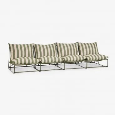 Sofá Modular De Jardim De 4 Peças Amaro Tapioca Beige - Verde Azeitona Profundo - Sklum