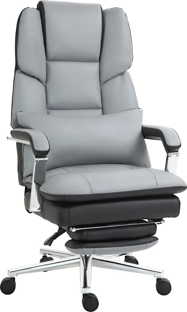 HOMCOM Cadeira de escritório, ergonômica, ajustável, 63x71x123-129cm, Cinza claro/Preto | Aosom Portugal