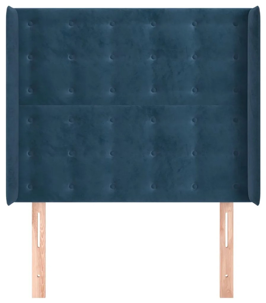 Cabeceira cama c/ abas veludo 103x16x118/128 cm azul-escuro