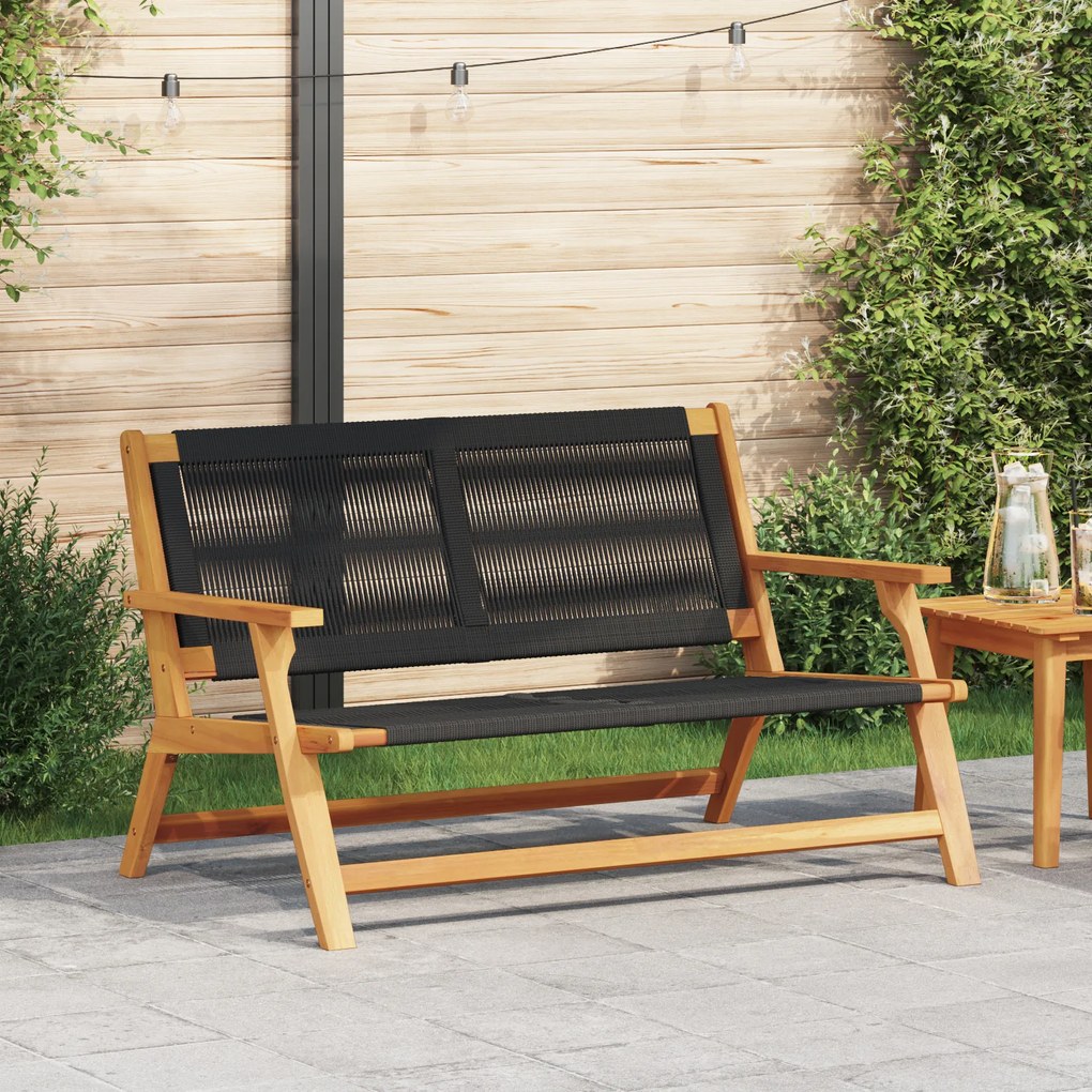 vidaXL Banco de Jardim Preto 76x122x73 cm Madeira Maciça de Acácia