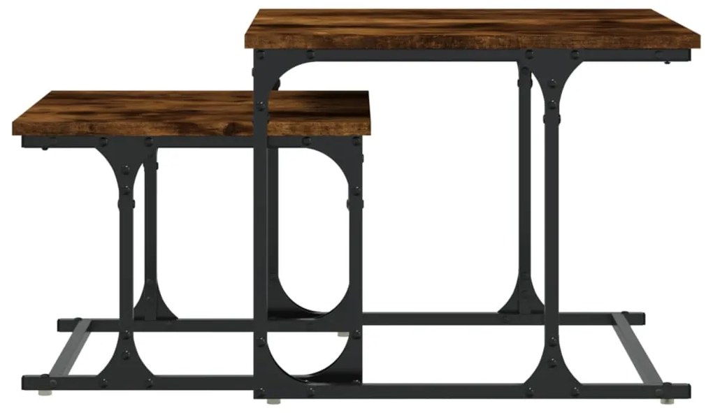 Mesa de centro encastrar 2 pcs deriv. madeira carvalho fumado