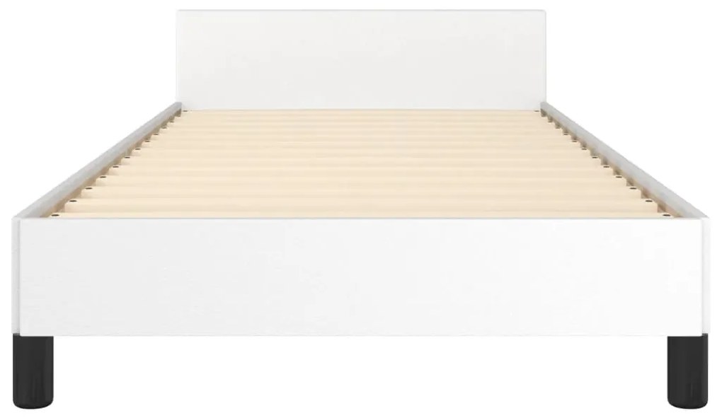 Estrutura de Cama Salu com Cabeceira em Couro Artificial Branco - 90x1