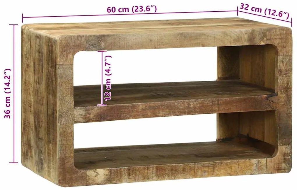Armário de TV 60x32x36 cm em Madeira Maciça de Mangueira