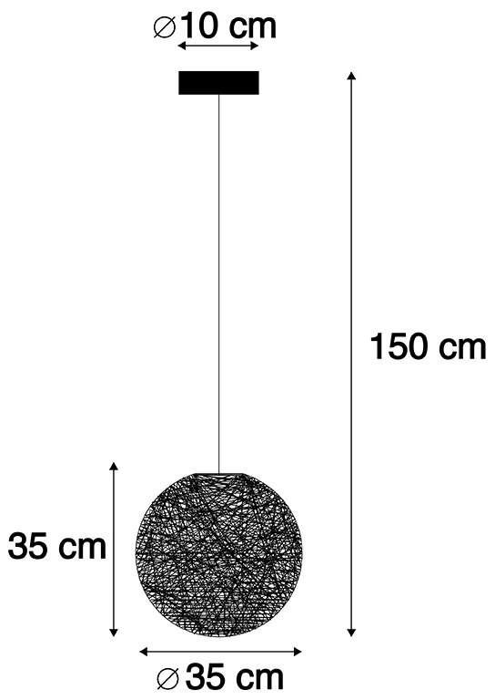 Candeeiro de suspensão rústico branco 35 cm - Corda Design,Country / Rústico,Moderno