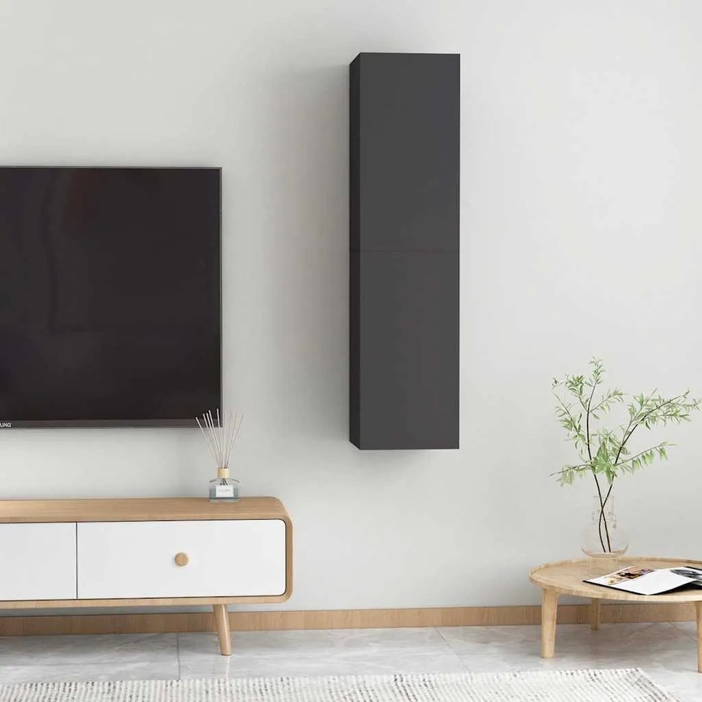 Móveis de TV 2 pcs 30,5x30x60 cm derivados de madeira cinzento