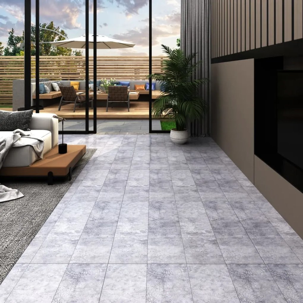 330185 vidaXL Tábuas de soalho PVC autoadesivo 5,21 m² 2 mm cinzento cimento