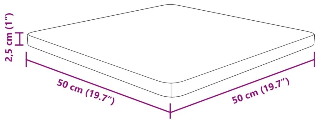 Tampo mesa quadrado 50x50x2,5cm carvalho tratado castanho-claro