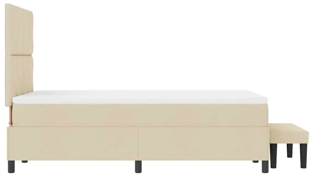 Cama Box com Colchão &amp; Banco Creme 120x200 cm Tecido