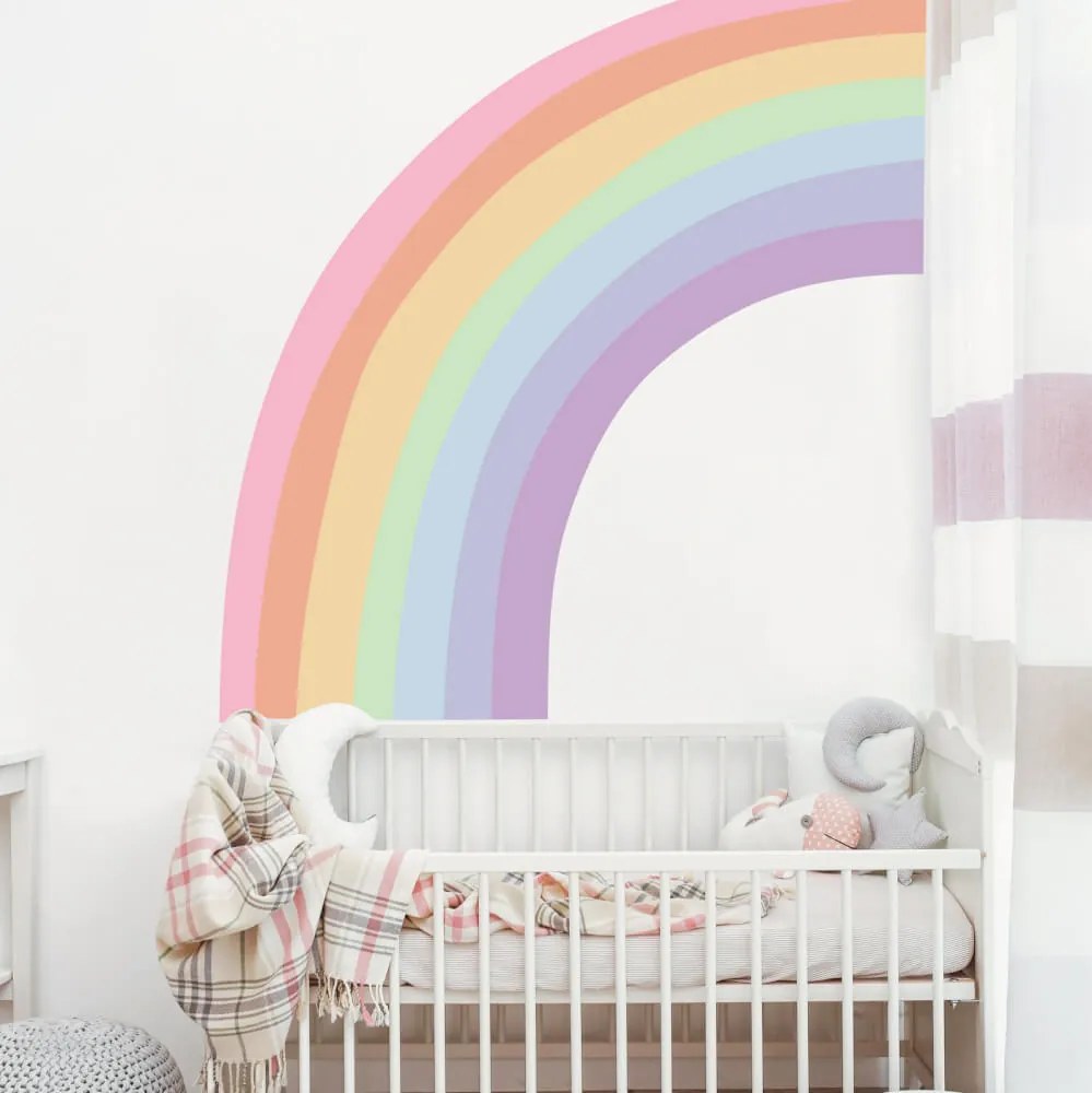 Autocolante de parede para quarto de criança – Arco-íris colorido