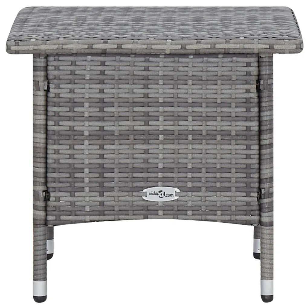 3 pcs conjunto lounge de jardim c/ almofadões vime PE cinzento
