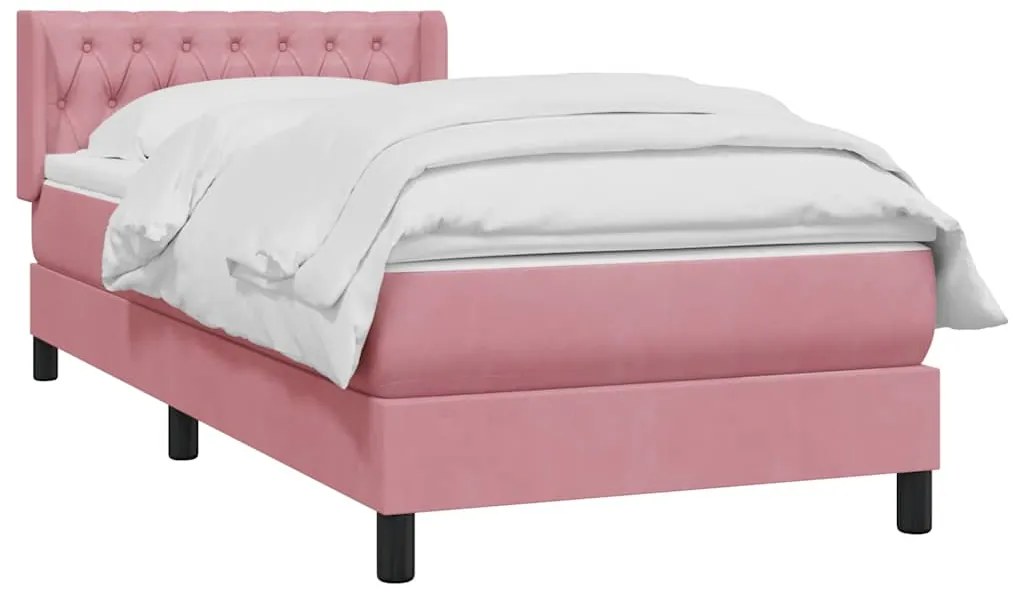 Cama com molas/colchão 100x220 cm veludo Rosa