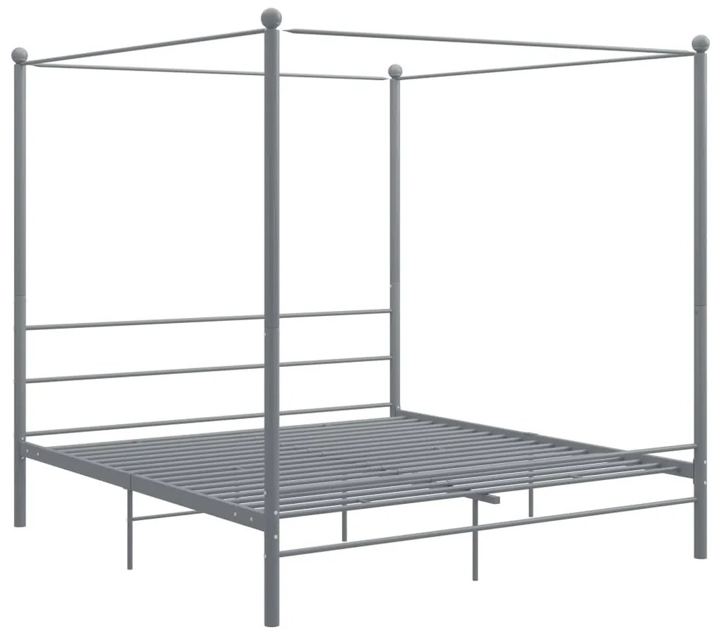 Estrutura de cama com dossel 200x200 cm metal cinzento
