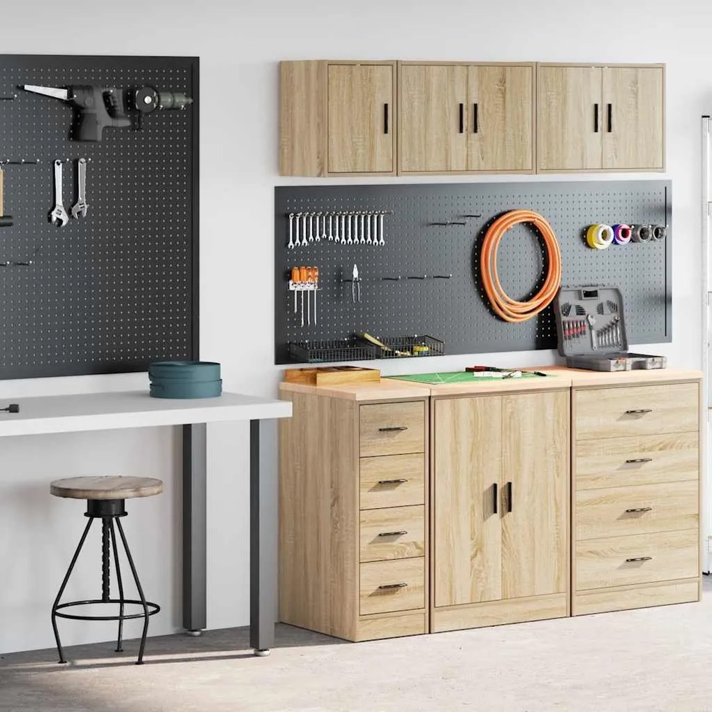vidaXL Armários de garagem 2pcs derivados de madeira carvalho sonoma