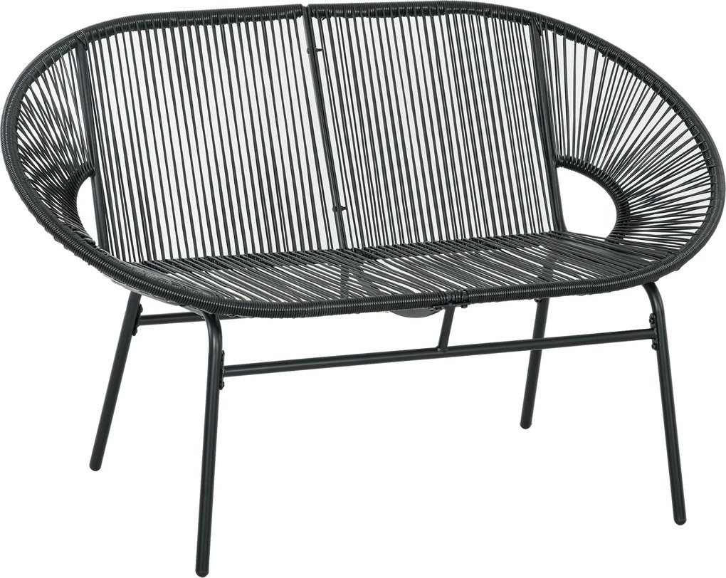 Outsunny Poltrona de Rattan Relax em Estilo Boho, 132 cm x 72 cm x 83 cm, Preto | Aosom Portugal