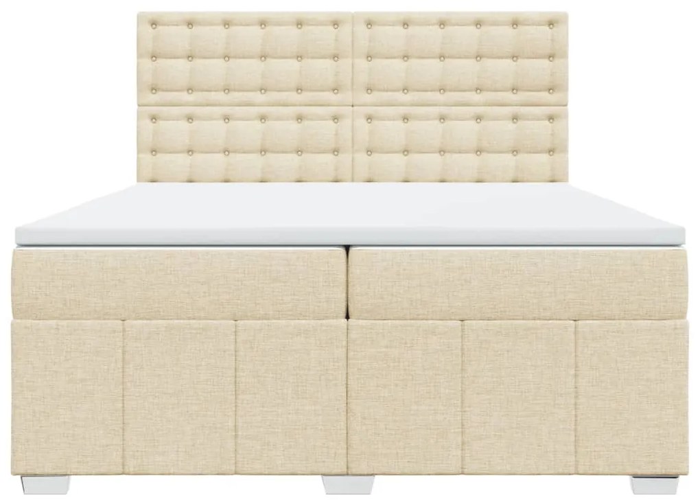 Cama com molas/colchão 200x200 cm tecido cor creme