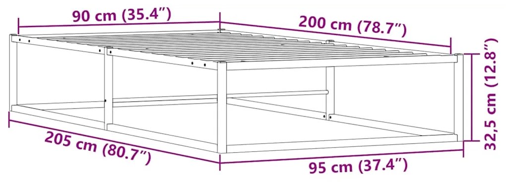 Estrutura de cama sem colchão branco 90x200 cm metal