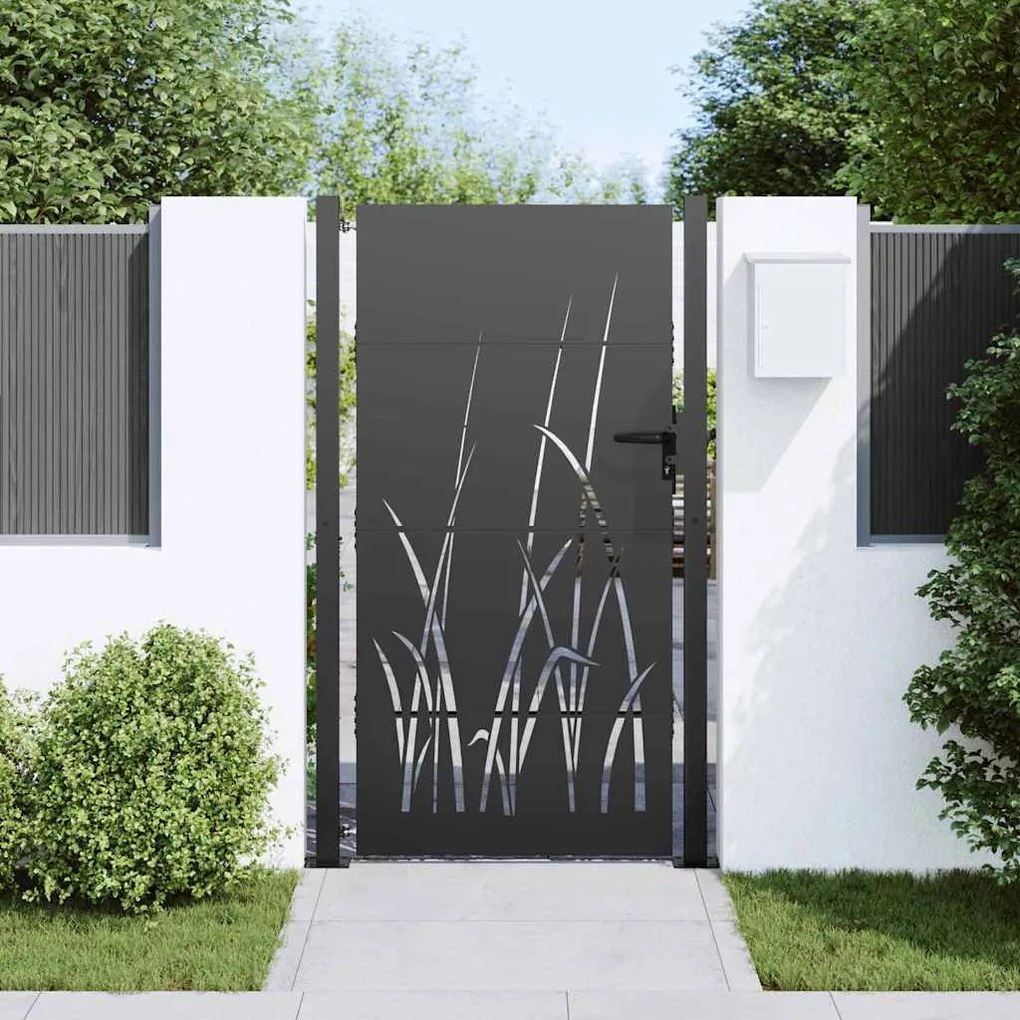 Portão de Jardim Preto 105 x 175 cm Aço com Revestimento em Pó