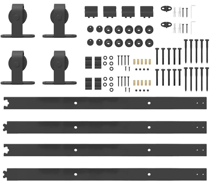 Kit de ferragens para porta deslizante 366 cm aço preto