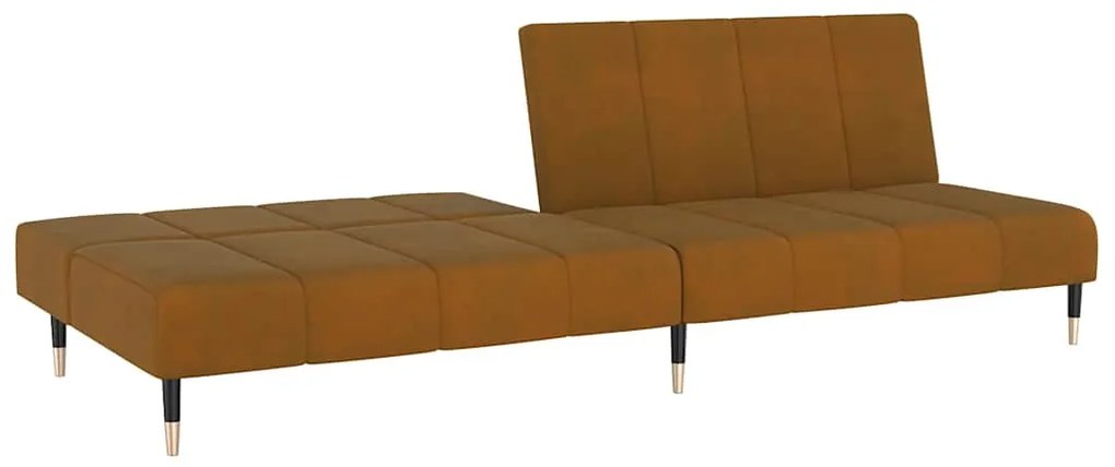 Sofá-cama de 2 lugares veludo castanho