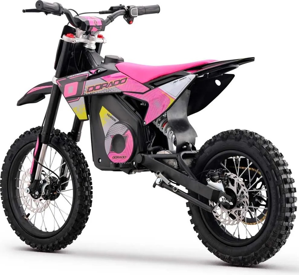 Mini moto elétrica para crianças velocidade até 38 km/h aprox. C/Limitador 1600W DORADO PD7 14/12" Rosa