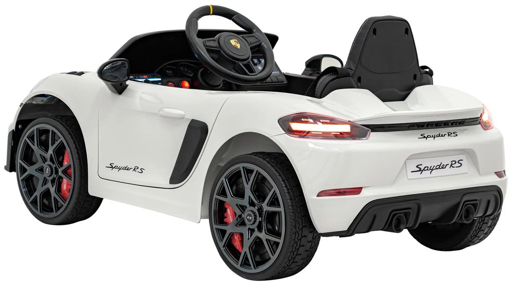 Carro elétrico para Crianças 12V Porsche Spyder RS 718 com Rodas Espuma EVA, assento couro ecológico Carga até 30 kg Pintado Branco