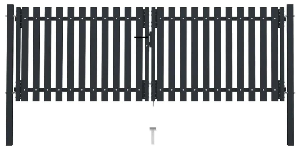 Portão de cerca com porta dupla 306x175 cm aço antracite