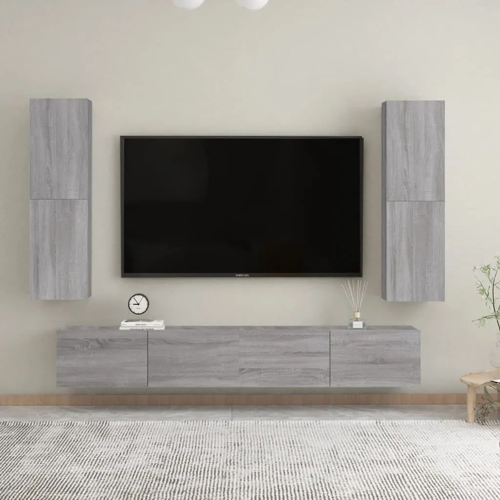 Móvel para TV de parede 30,5x30x110 cm cinzento sonoma