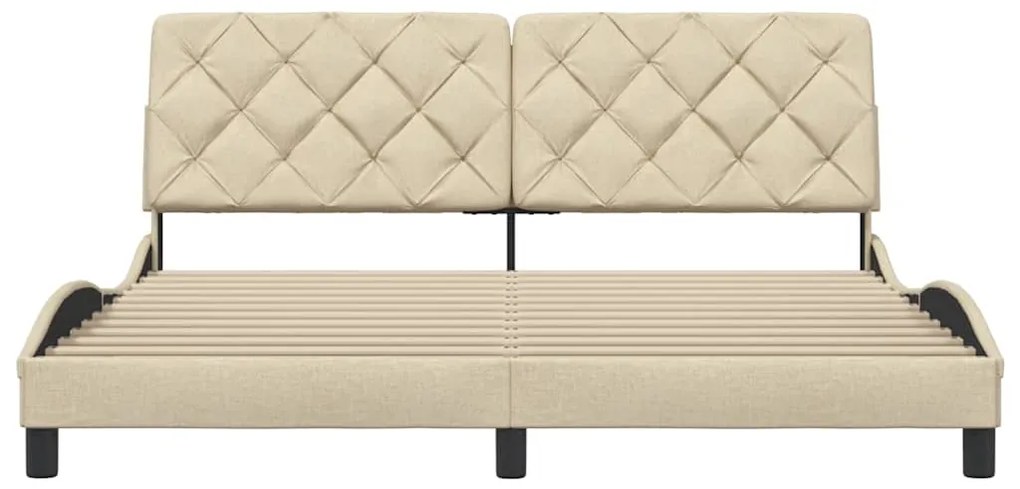 Estrutura de cama sem colchão 180x200 cm tecido cor creme