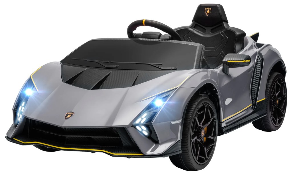 Carro Elétrico para Crianças Lamborghini 12V Controlo Remoto Faróis Buzina Arranque Lento e Música MP3 114,5x64x45,5 cm Cinza