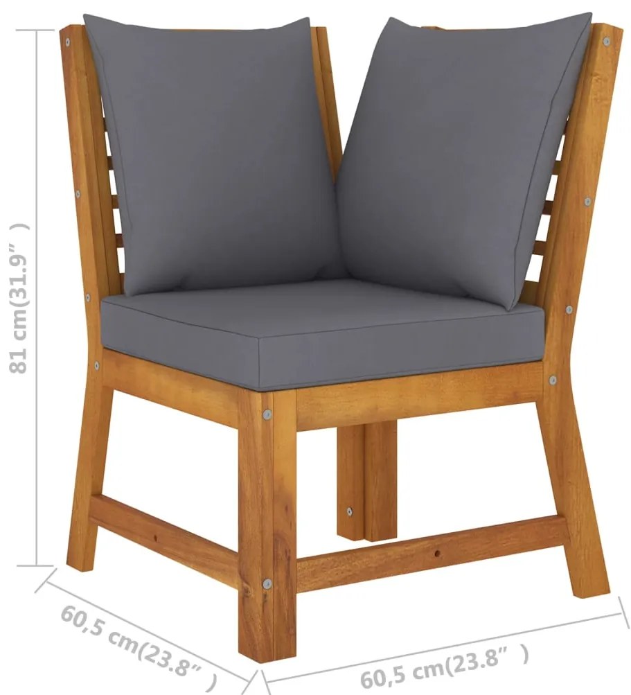 4 pcs conjunto lounge de jardim c/ almofadões acácia maciça