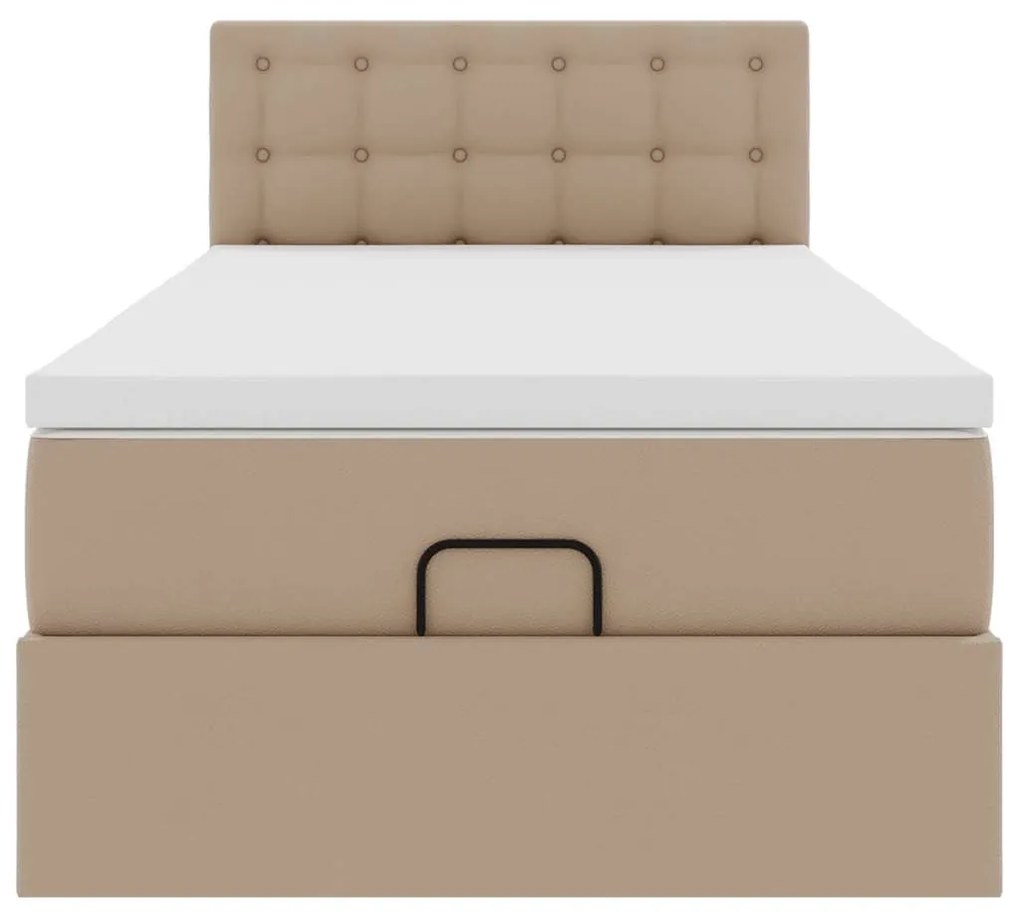 Cama otomana com colchão 90x200 cm couro artificial cappucino