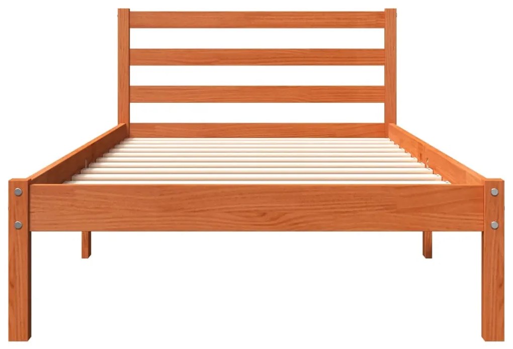 Cama sem colchão 75x190 cm madeira de pinho maciça castanho-mel