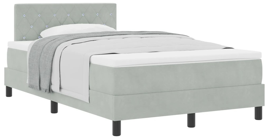 Cama Box Spring com Colchão vidaXL Cinza Claro 120x200 cm Veludo