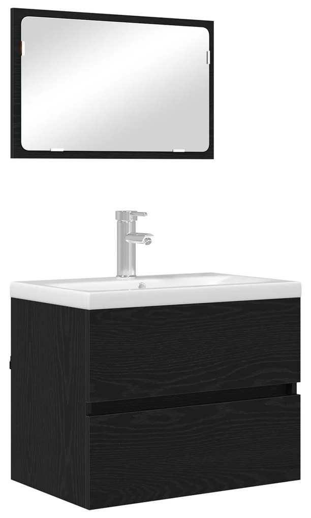 Conjunto de Móveis para Casa de Banho 2 Peças Carvalho Preto Madeira E