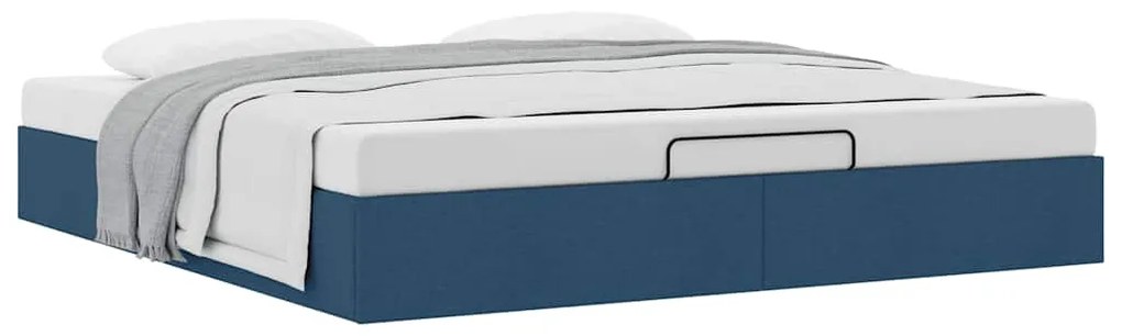 Estrutura de cama otomana sem colchão 200x200 cm tecido azul