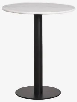 Mesa De Bar Redonda Em Pedra Natural Xiren Preto & Ø70 Cm & Mármore Branco Guangxi - Sklum