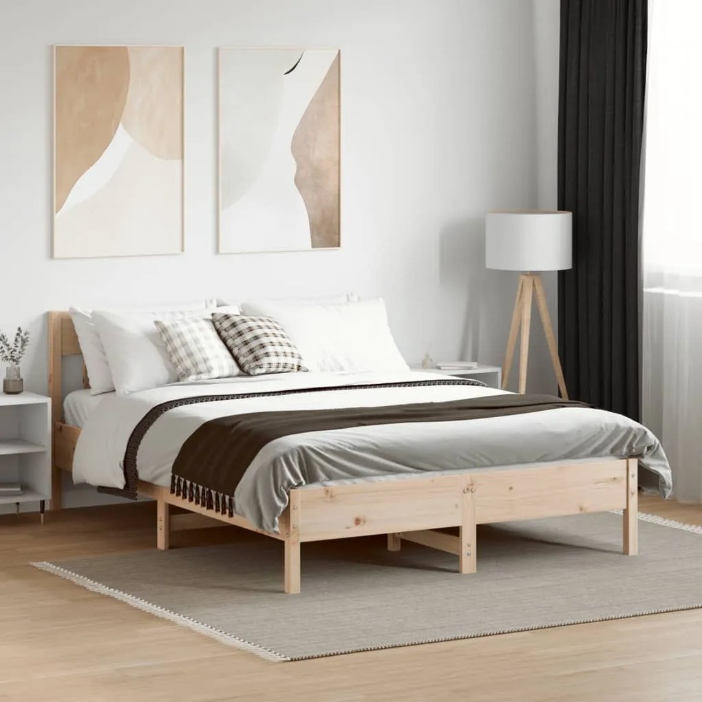 Cama sem colchão 140x190 cm madeira de pinho maciça