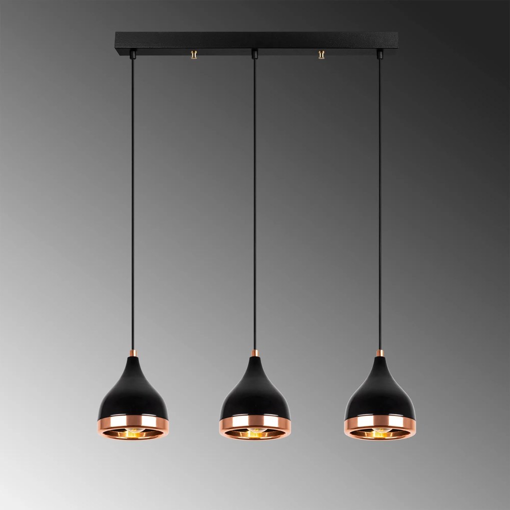 **** Chandelier Yildo – Preto Cobre – 65 x 14 x 31-111 cm
**