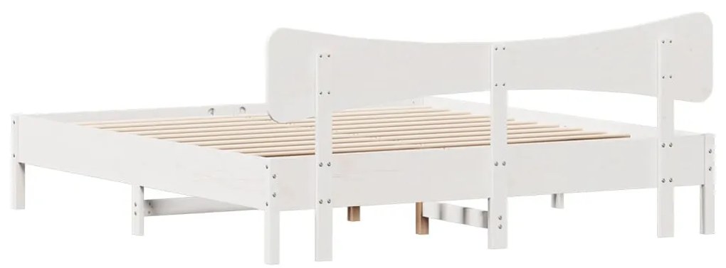 Cama sem colchão 180x200 cm madeira de pinho maciça branco