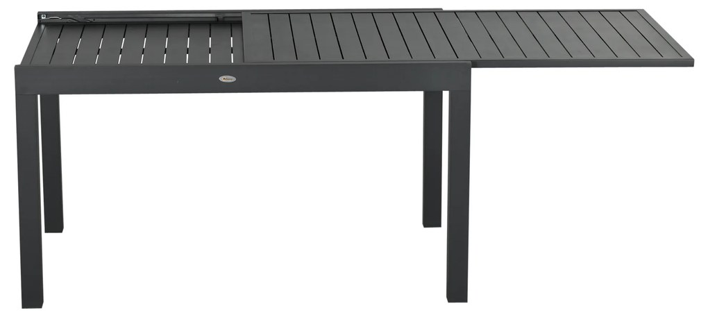 Outsunny Conjunto Móveis de Jardim 9 Peças Conjunto de Refeição para Varanda com Mesa Extensível 8 Cadeiras Empilháveis Estrutura de Alumínio e Assento de Textilene 135-270x89x74cm Cinza