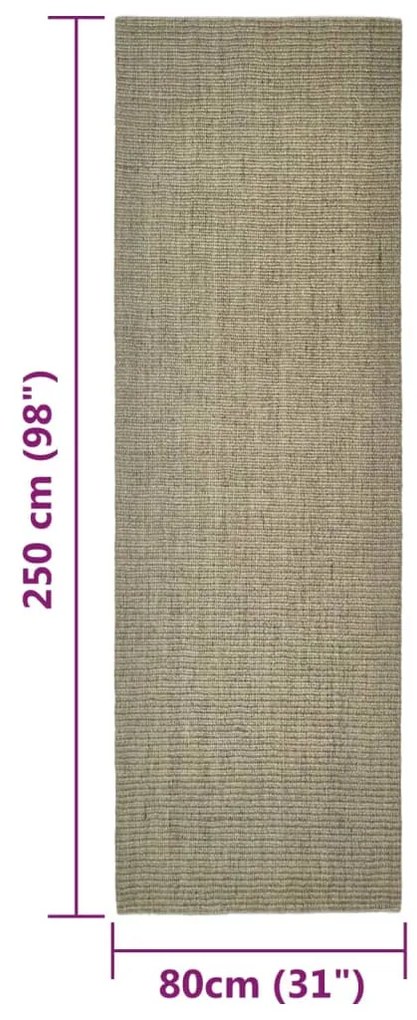 Tapete de sisal p/ poste arranhador 80x250 cm cinza-acastanhado